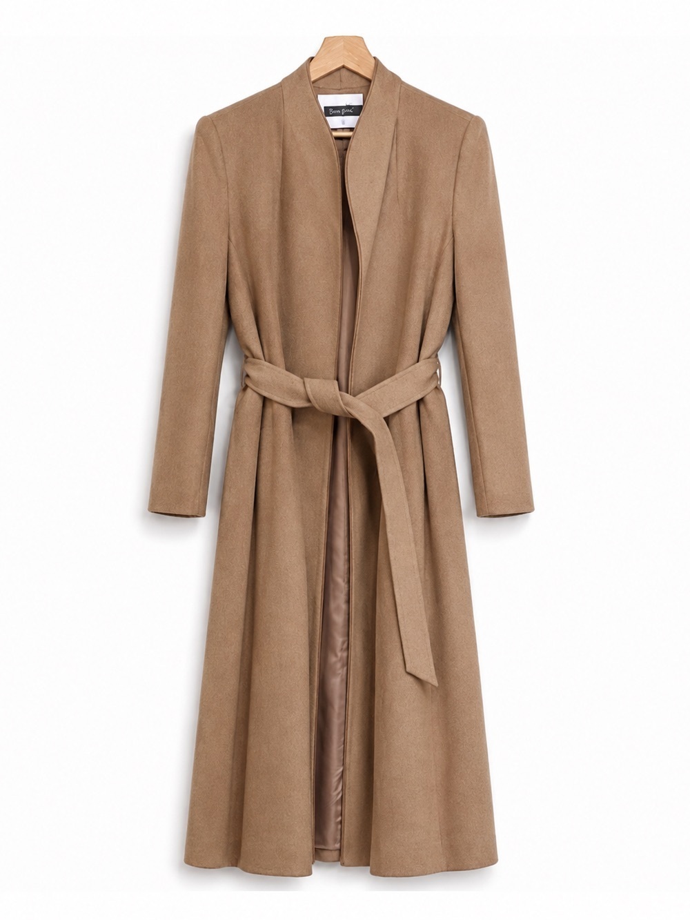 Fleurette Neiman-Marcus Vintage 100% Camel Hair Belted Wrap Walking Trench Coat